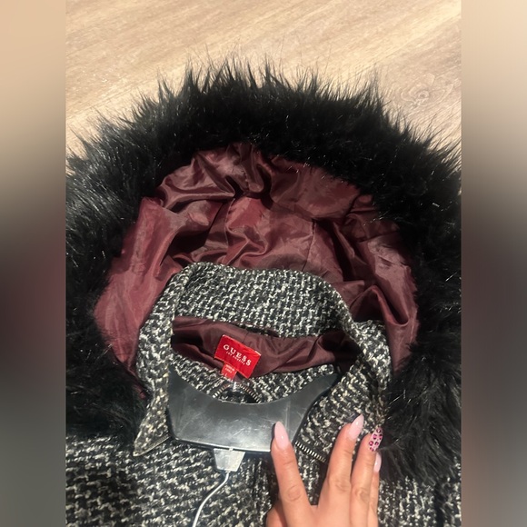 GUESS Faux-Fur-hooded Skirted coat winter peacoat - Picture 8 of 9